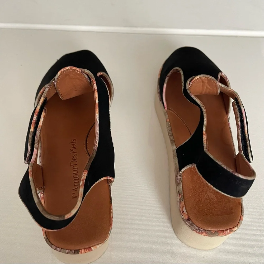 L'Amour black peep‎ toe, platform style sandal